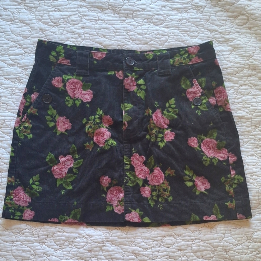 Wild Fable 100% Cotton Floral Black Skirt